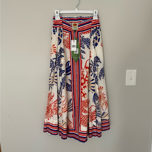 NWT FARM Rio Mixed Lobsters Midi Skirt, women’s size Large - Picture 2 of 7